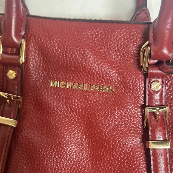 Michael Kors Burgundy pebbled Leather Satchel - Crossbody - Picture 12 of 16